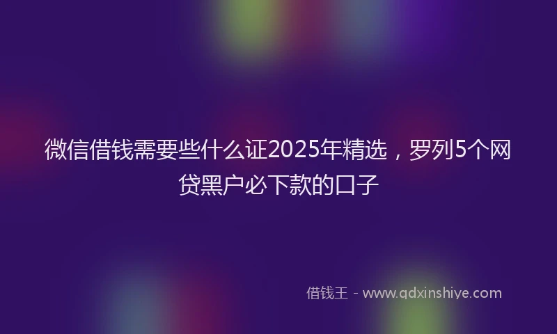 微信借钱需要些什么证2025年精选，罗列5个网贷黑户必下款的口子