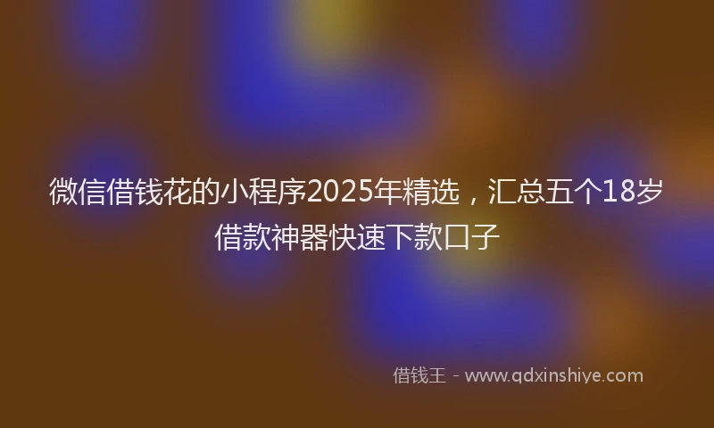 微信借钱花的小程序2025年精选，汇总五个18岁借款神器快速下款口子