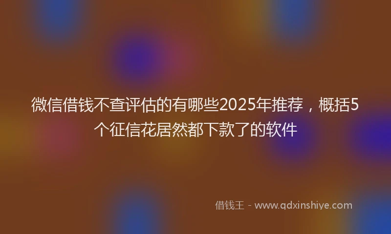 微信借钱不查评估的有哪些2025年推荐，概括5个征信花居然都下款了的软件
