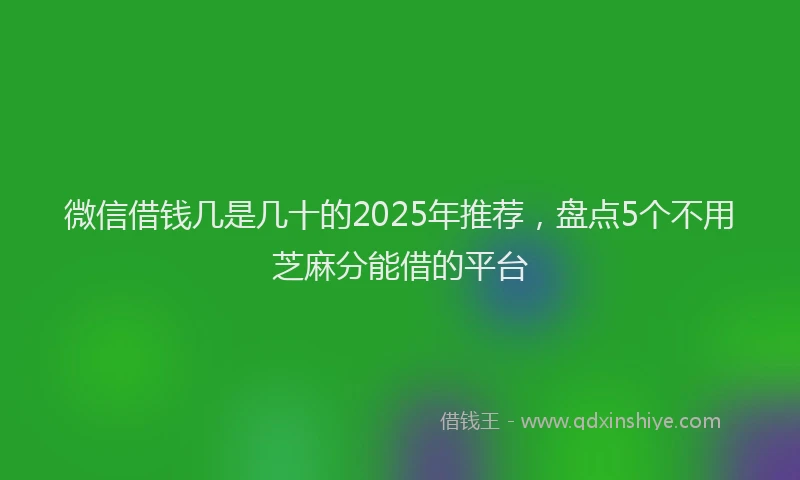 微信借钱几是几十的2025年推荐，盘点5个不用芝麻分能借的平台