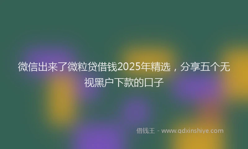 微信出来了微粒贷借钱2025年精选，分享五个无视黑户下款的口子