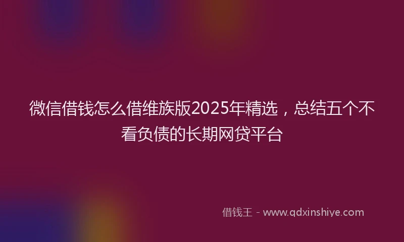 微信借钱怎么借维族版2025年精选，总结五个不看负债的长期网贷平台
