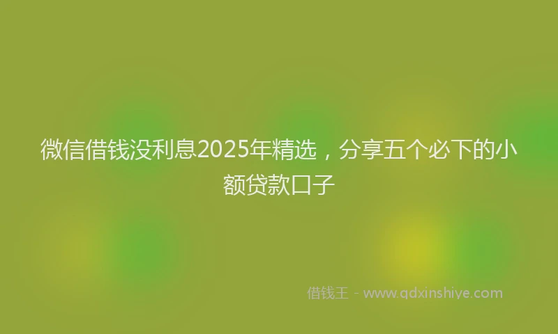 微信借钱没利息2025年精选，分享五个必下的小额贷款口子