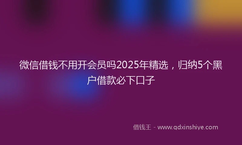 微信借钱不用开会员吗2025年精选，归纳5个黑户借款必下口子
