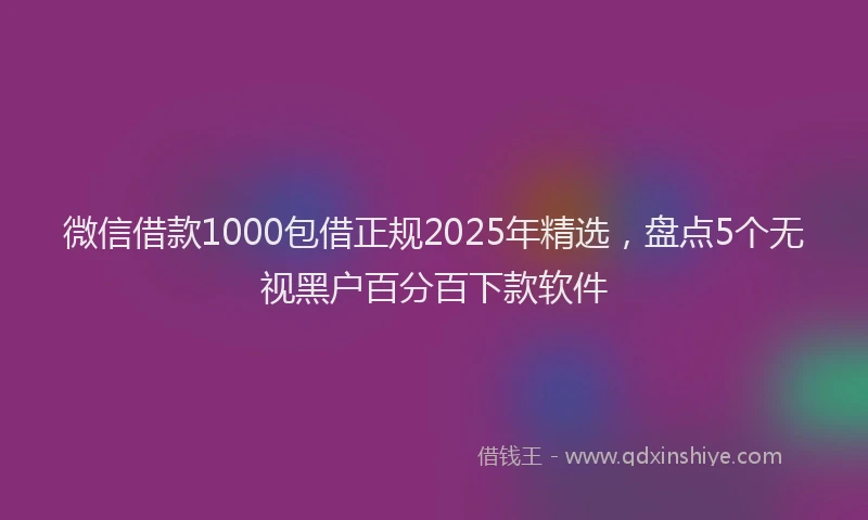 微信借款1000包借正规2025年精选，盘点5个无视黑户百分百下款软件