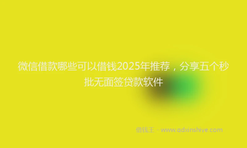 微信借款哪些可以借钱2025年推荐，分享五个秒批无面签贷款软件