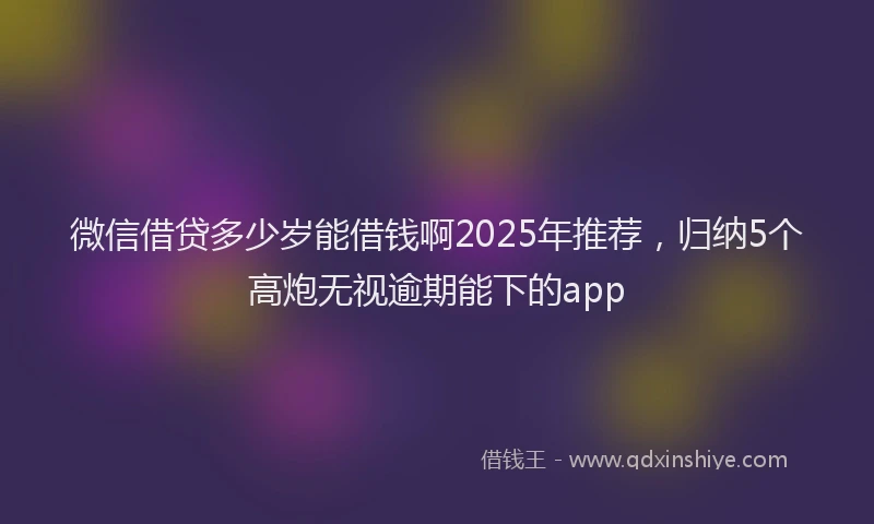 微信借贷多少岁能借钱啊2025年推荐，归纳5个高炮无视逾期能下的app