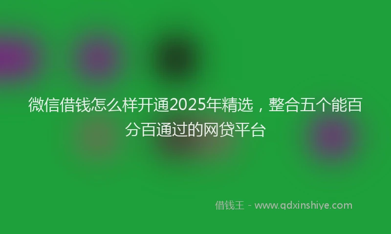 微信借钱怎么样开通2025年精选，整合五个能百分百通过的网贷平台