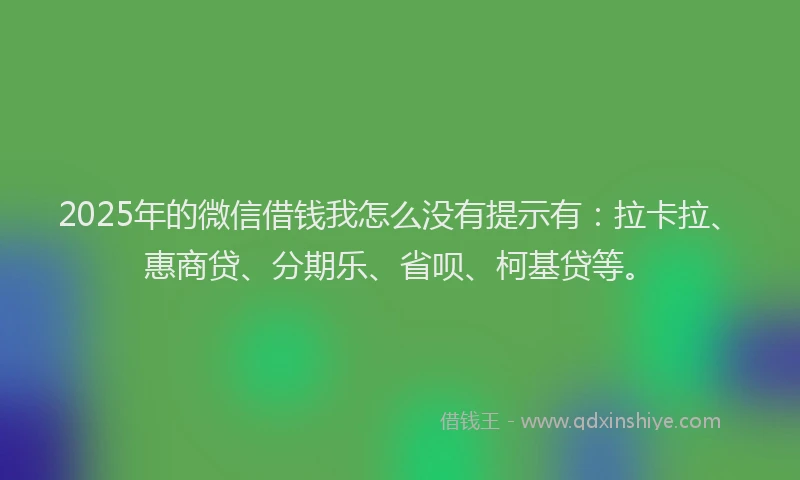 2025年的微信借钱我怎么没有提示有：拉卡拉、惠商贷、分期乐、省呗、柯基贷等。