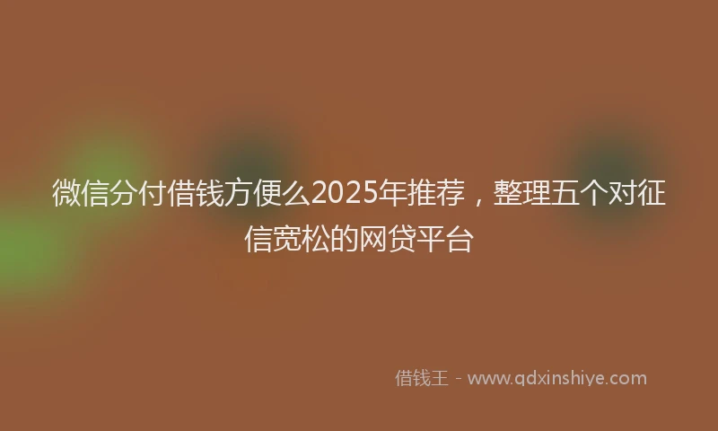 微信分付借钱方便么2025年推荐，整理五个对征信宽松的网贷平台