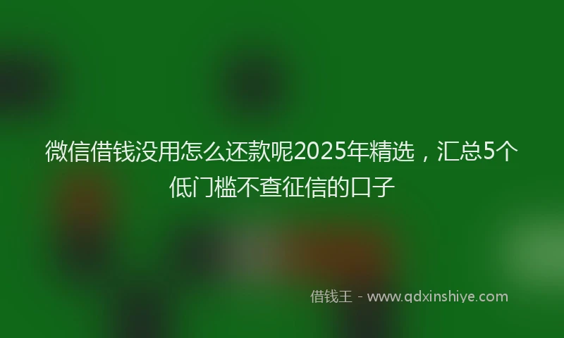 微信借钱没用怎么还款呢2025年精选，汇总5个低门槛不查征信的口子
