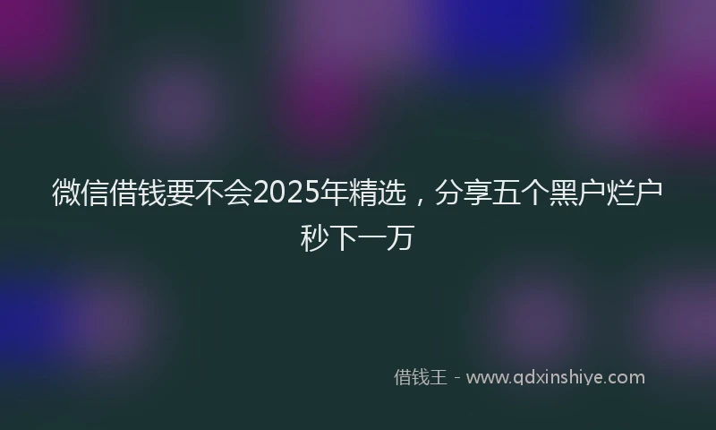 微信借钱要不会2025年精选，分享五个黑户烂户秒下一万