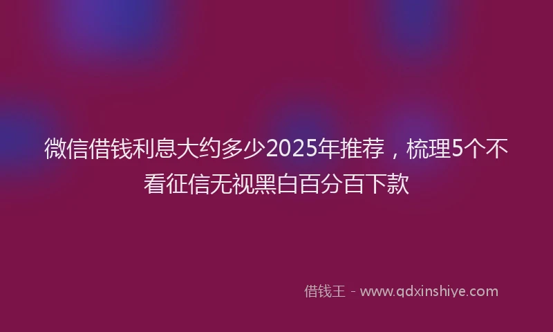 微信借钱利息大约多少2025年推荐，梳理5个不看征信无视黑白百分百下款
