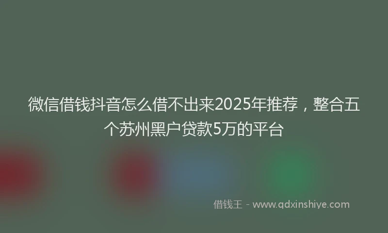 微信借钱抖音怎么借不出来2025年推荐，整合五个苏州黑户贷款5万的平台