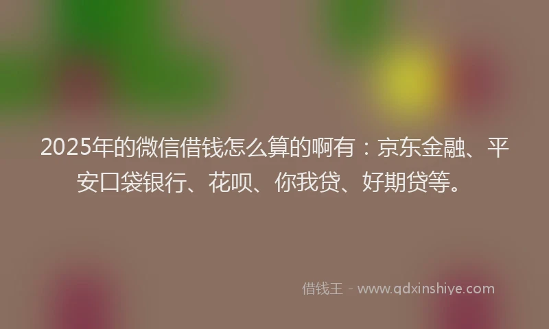 2025年的微信借钱怎么算的啊有：京东金融、平安口袋银行、花呗、你我贷、好期贷等。