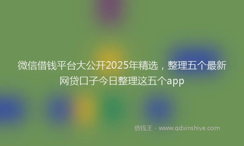微信借钱平台大公开2025年精选，整理五个最新网贷口子今日整理这五个app