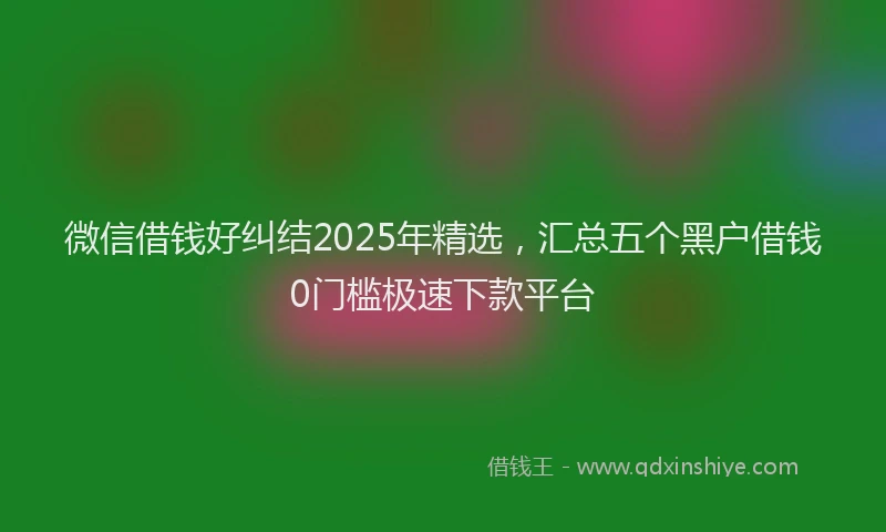微信借钱好纠结2025年精选，汇总五个黑户借钱0门槛极速下款平台