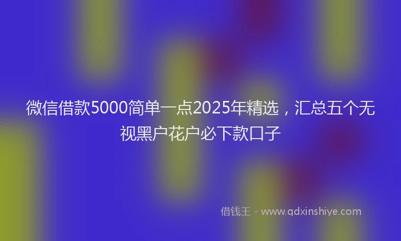 微信借款5000简单一点2025年精选，汇总五个无视黑户花户必下款口子