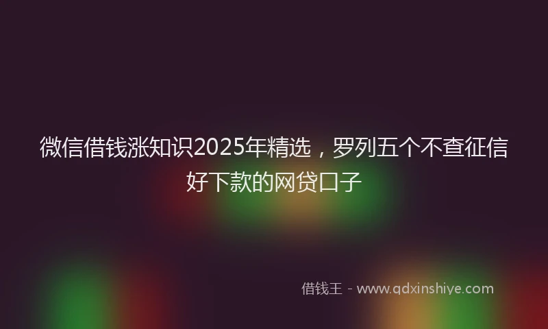 微信借钱涨知识2025年精选，罗列五个不查征信好下款的网贷口子