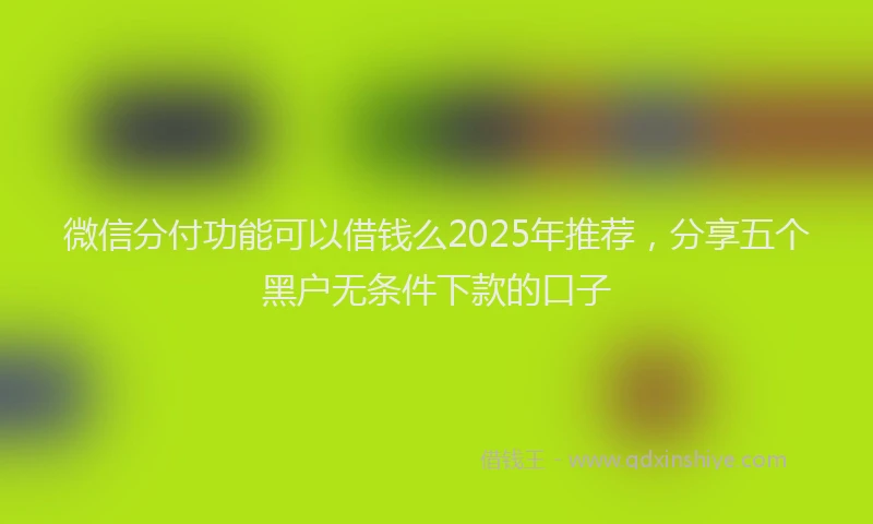 微信分付功能可以借钱么2025年推荐，分享五个黑户无条件下款的口子
