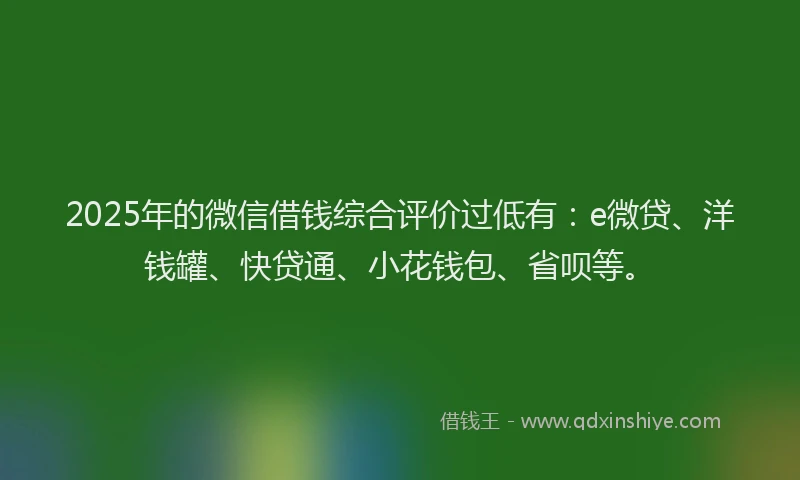 2025年的微信借钱综合评价过低有：e微贷、洋钱罐、快贷通、小花钱包、省呗等。