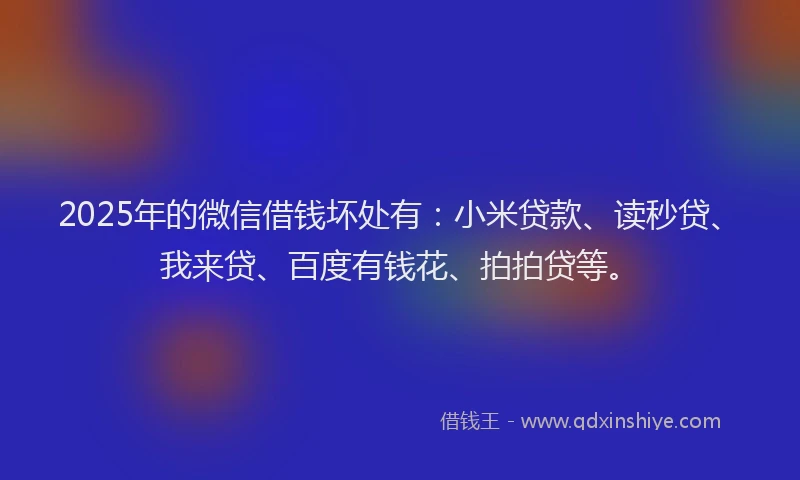 2025年的微信借钱坏处有：小米贷款、读秒贷、我来贷、百度有钱花、拍拍贷等。