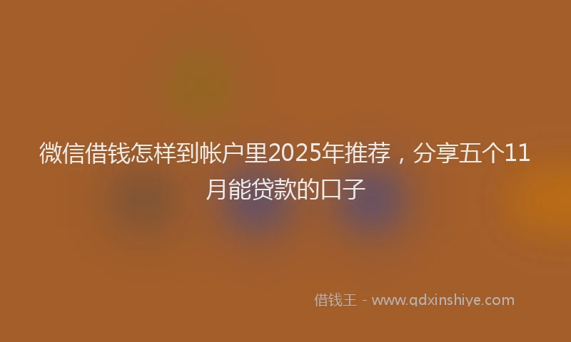 微信借钱怎样到帐户里2025年推荐，分享五个11月能贷款的口子