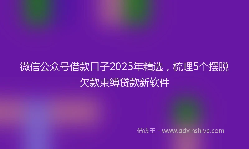 微信公众号借款口子2025年精选，梳理5个摆脱欠款束缚贷款新软件