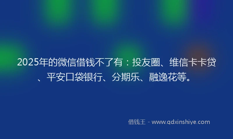 2025年的微信借钱不了有：投友圈、维信卡卡贷、平安口袋银行、分期乐、融逸花等。