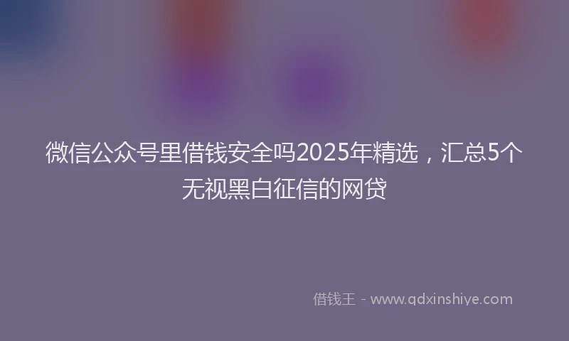 微信公众号里借钱安全吗2025年精选，汇总5个无视黑白征信的网贷