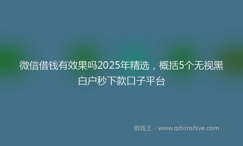 微信借钱有效果吗2025年精选，概括5个无视黑白户秒下款口子平台