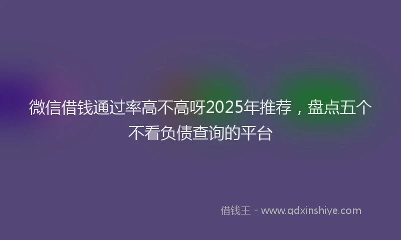 微信借钱通过率高不高呀2025年推荐，盘点五个不看负债查询的平台