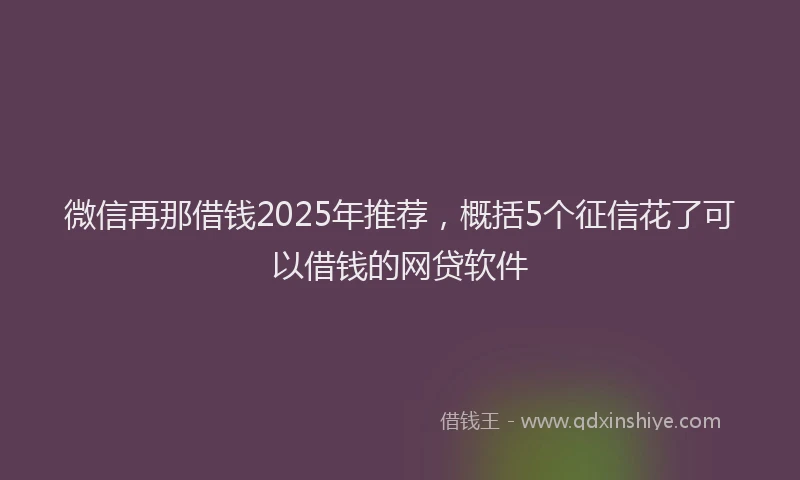 微信再那借钱2025年推荐，概括5个征信花了可以借钱的网贷软件