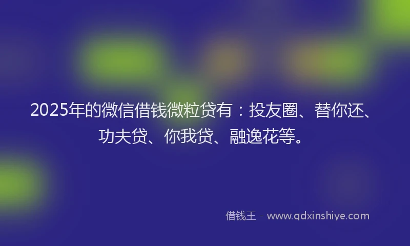 2025年的微信借钱微粒贷有：投友圈、替你还、功夫贷、你我贷、融逸花等。