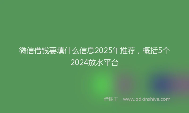 微信借钱要填什么信息2025年推荐，概括5个2024放水平台
