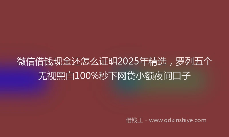 微信借钱现金还怎么证明2025年精选，罗列五个无视黑白100%秒下网贷小额夜间口子