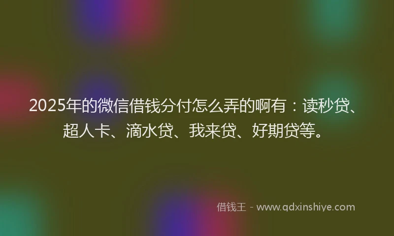 2025年的微信借钱分付怎么弄的啊有：读秒贷、超人卡、滴水贷、我来贷、好期贷等。