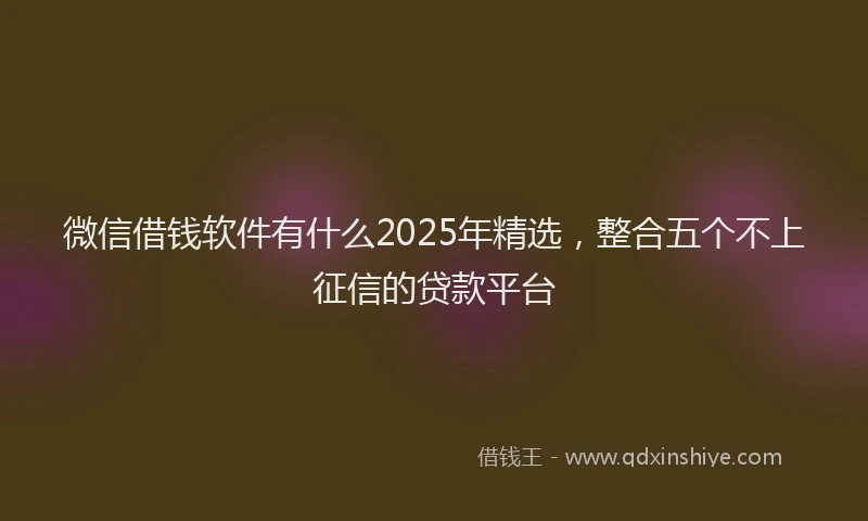 微信借钱软件有什么2025年精选，整合五个不上征信的贷款平台