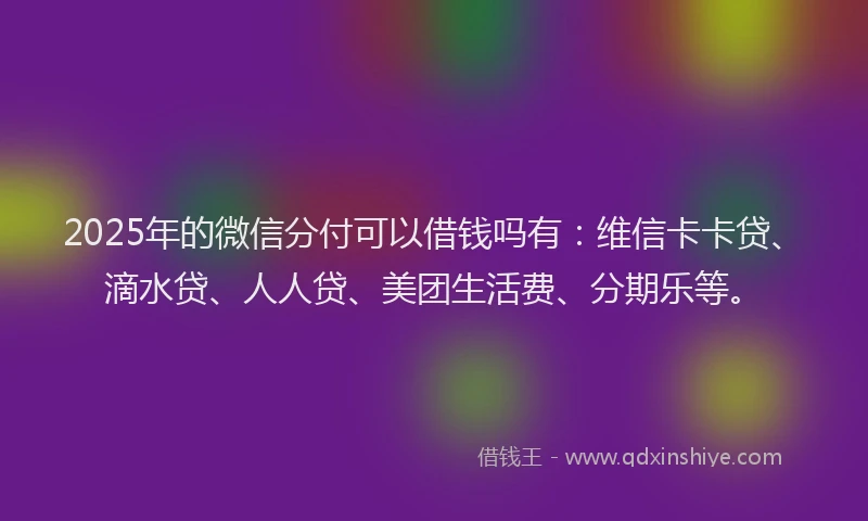 2025年的微信分付可以借钱吗有：维信卡卡贷、滴水贷、人人贷、美团生活费、分期乐等。