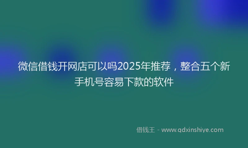 微信借钱开网店可以吗2025年推荐，整合五个新手机号容易下款的软件