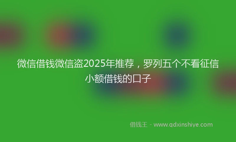 微信借钱微信盗2025年推荐，罗列五个不看征信小额借钱的口子