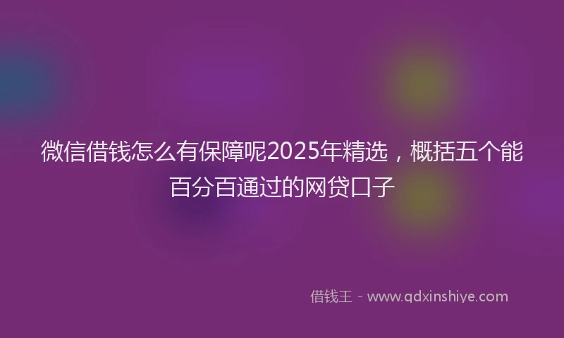 微信借钱怎么有保障呢2025年精选，概括五个能百分百通过的网贷口子