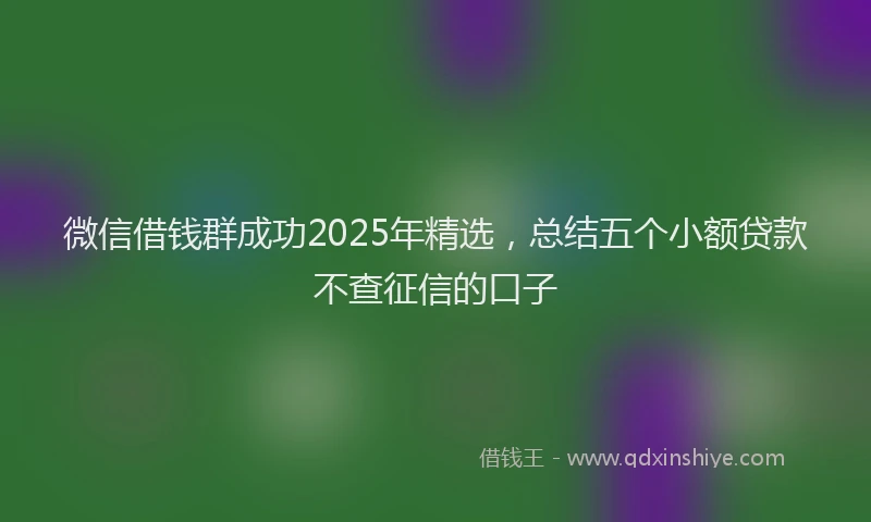 微信借钱群成功2025年精选，总结五个小额贷款不查征信的口子