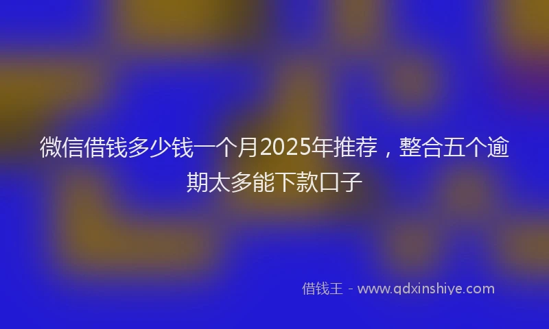 微信借钱多少钱一个月2025年推荐，整合五个逾期太多能下款口子