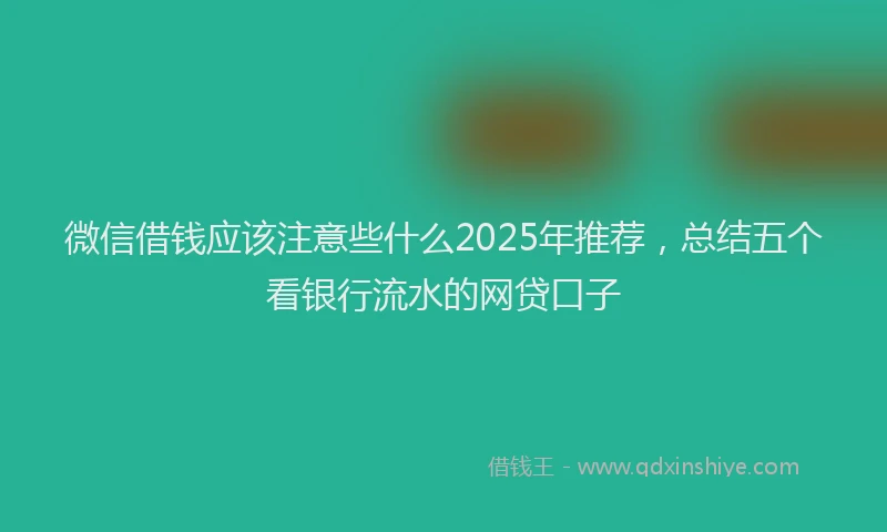 微信借钱应该注意些什么2025年推荐，总结五个看银行流水的网贷口子