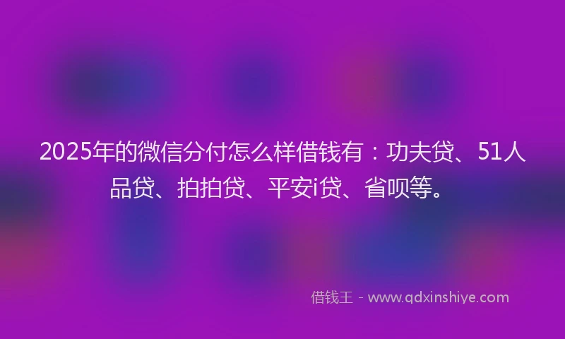 2025年的微信分付怎么样借钱有：功夫贷、51人品贷、拍拍贷、平安i贷、省呗等。