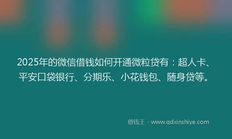 2025年的微信借钱如何开通微粒贷有：超人卡、平安口袋银行、分期乐、小花钱包、随身贷等。