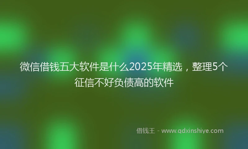 微信借钱五大软件是什么2025年精选，整理5个征信不好负债高的软件