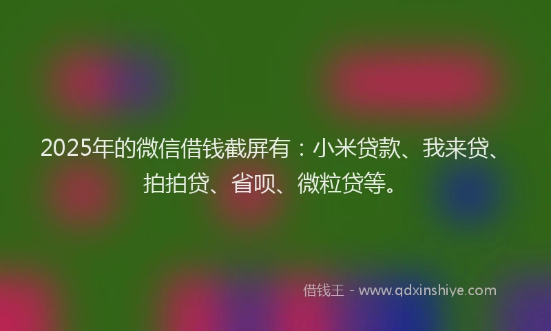 2025年的微信借钱截屏有：小米贷款、我来贷、拍拍贷、省呗、微粒贷等。