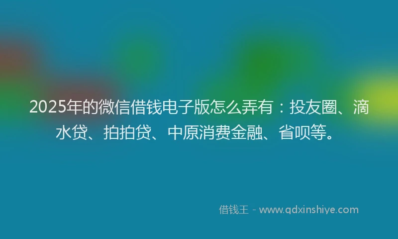 2025年的微信借钱电子版怎么弄有：投友圈、滴水贷、拍拍贷、中原消费金融、省呗等。